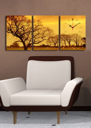 Wallity Reloj de pared de lienzo decorativo Multicolor (Set de 3 piezas)